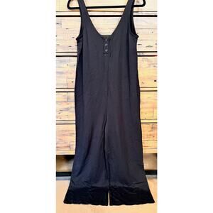 MATE The Label Tencel Lounge Henley Cropped Black Jumpsuit Sz S